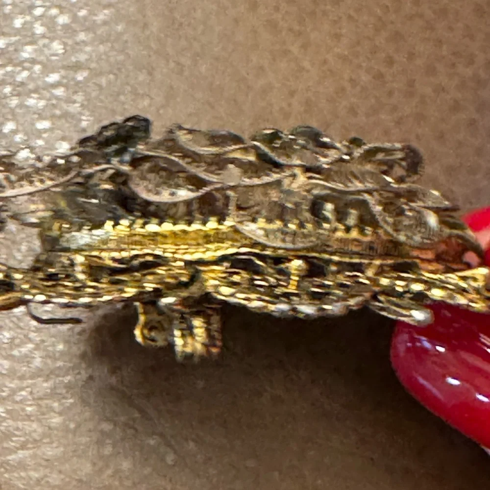 Very rare VTG estate filigree collage brooch/pendant w/rhinestones